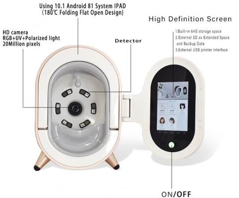 50HZ Pemindai Wajah Alat Analisis Kulit Diagnostik Dermatologi Wajah
